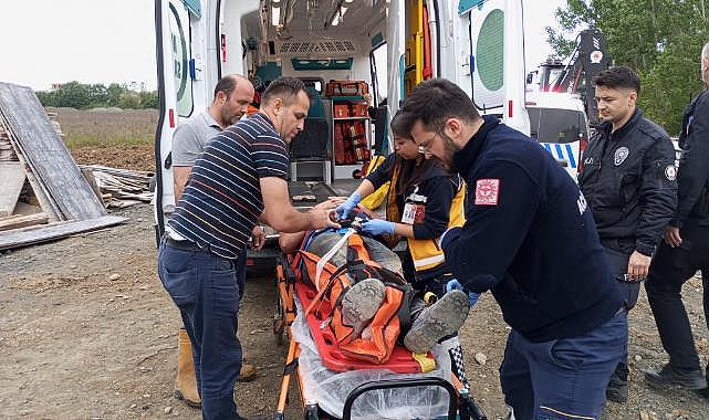 Samsun'da inşaatta çalışırken düşen işçi yaralandı
