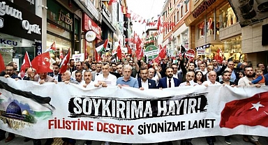 Giresun, Bayburt ve Trabzon'da İsrail'in Filistin'e yönelik saldırıları protesto edildi