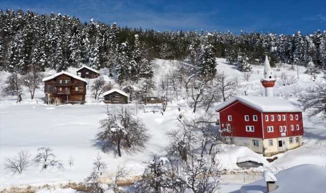 Kastamonu'nun tarih kokan ahşap evleri karla kaplandı