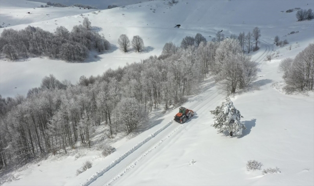 Ordu'nun yüksek kesimlerinde karla mücadele çalışmaları sürüyor