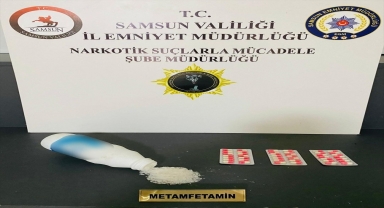 Samsun'da ayran şişesine gizlenmiş uyuşturucu ele geçirildi