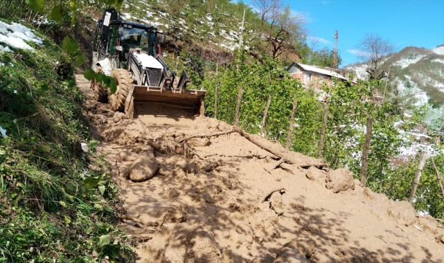 Ordu'da heyelan nedeniyle kapanan yol ulaşıma açıldı