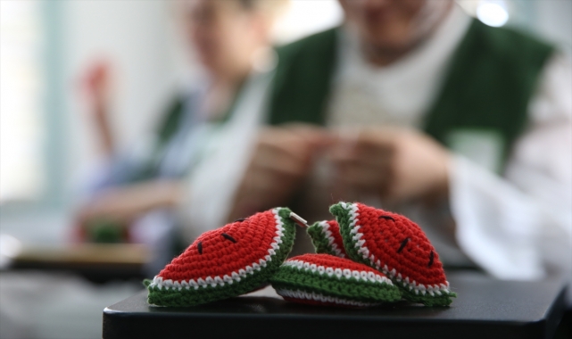 Yeşilay gönüllülerinden karpuz motifleriyle Filistin için farkındalık çalışması