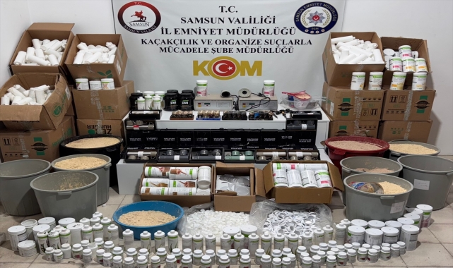 Samsun'da sahte zayıflama ve protein tozu üreten zanlı yakalandı