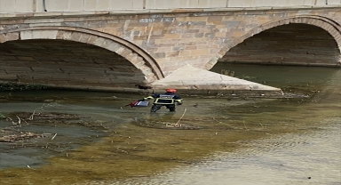 Çorum'da Kızılırmak'a düşen kedi itfaiye tarafından kurtarıldı