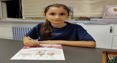 Sinop'ta ilkokul öğrencisi çizdiği karikatürle dünya birincisi oldu